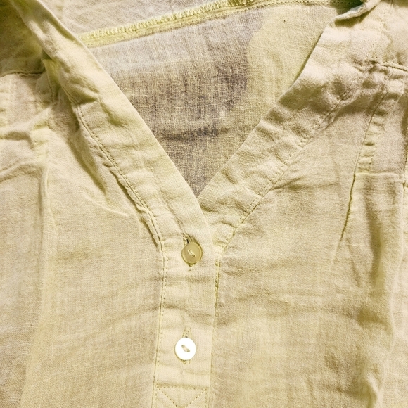 Old Navy Maternity Yellow Green Collared Henley Tie Waist Tunic Top Size Small S - Picture 3 of 8
